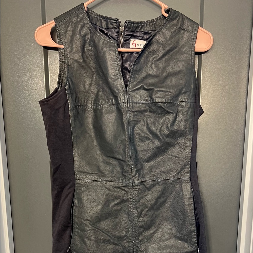 G by Giuliana Rancic Black Leather Dress. Size 4. LBD prim, party, holiday